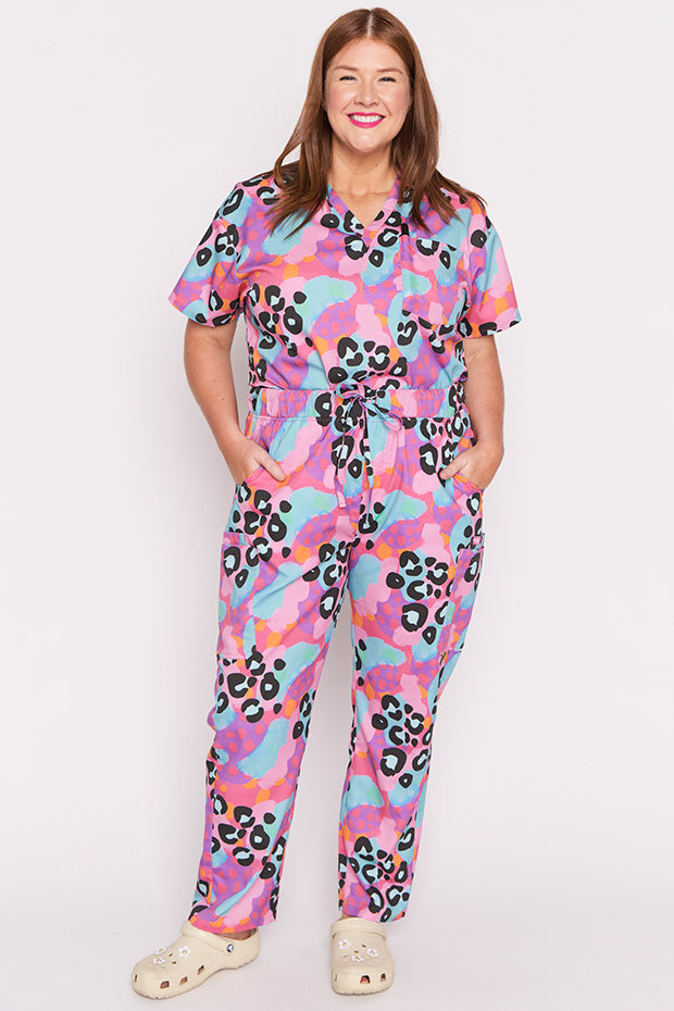 Cristina Inky Leopard Scrub Pant – Inky Leopard wide leg pants