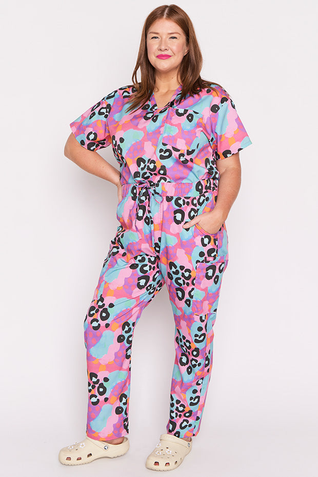 Cristina Inky Leopard Scrub Pant – Inky Leopard wide leg pants