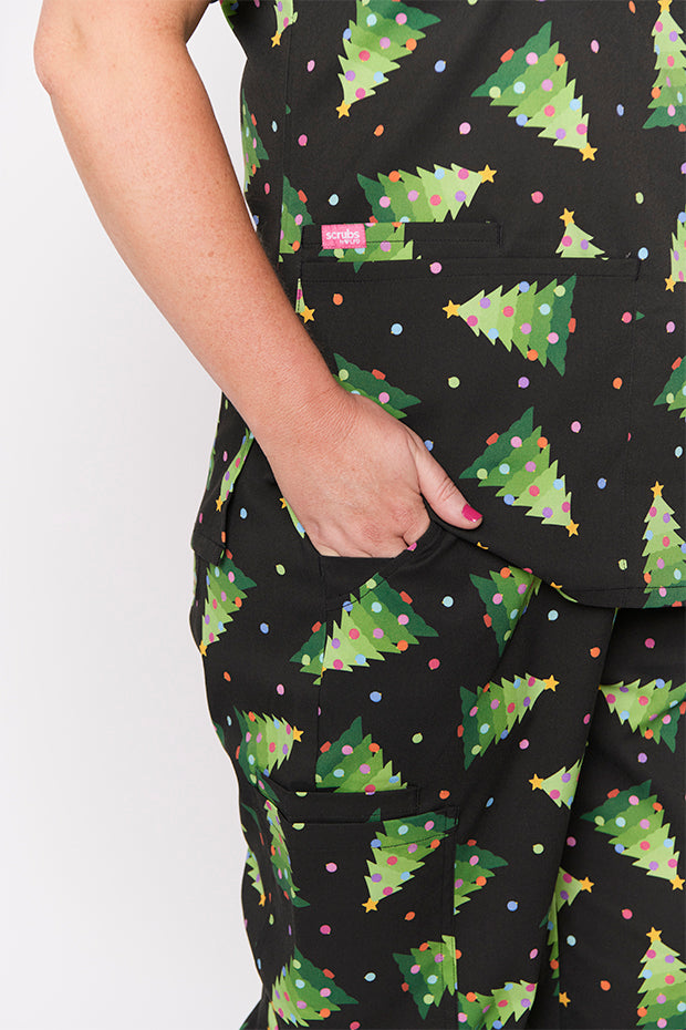 Cristina Christmas Tree Scrub Pant – Christmas Tree wide leg pants