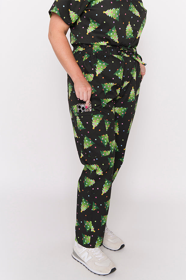 Cristina Christmas Tree Scrub Pant – Christmas Tree wide leg pants