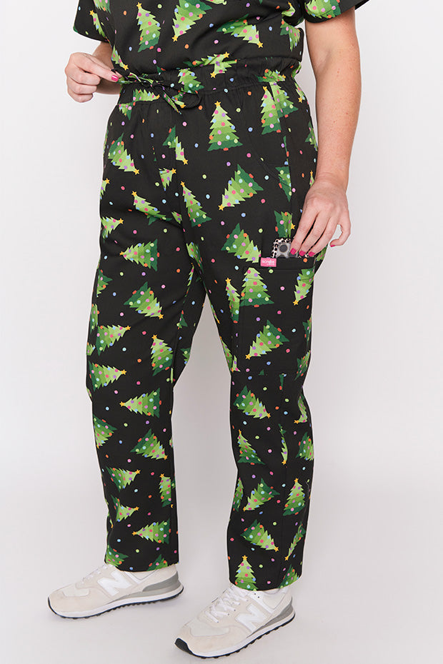 Cristina Christmas Tree Scrub Pant – Christmas Tree wide leg pants