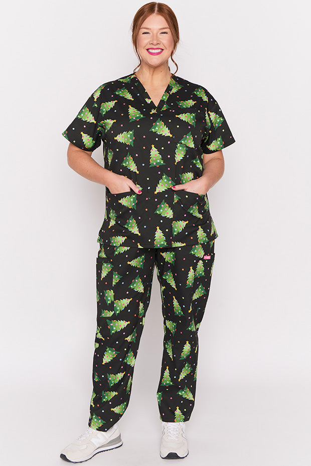 Meredith Christmas Tree Scrub Top – Christmas Tree top
