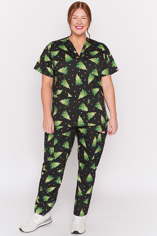 Meredith Christmas Tree Scrub Top – Christmas Tree top