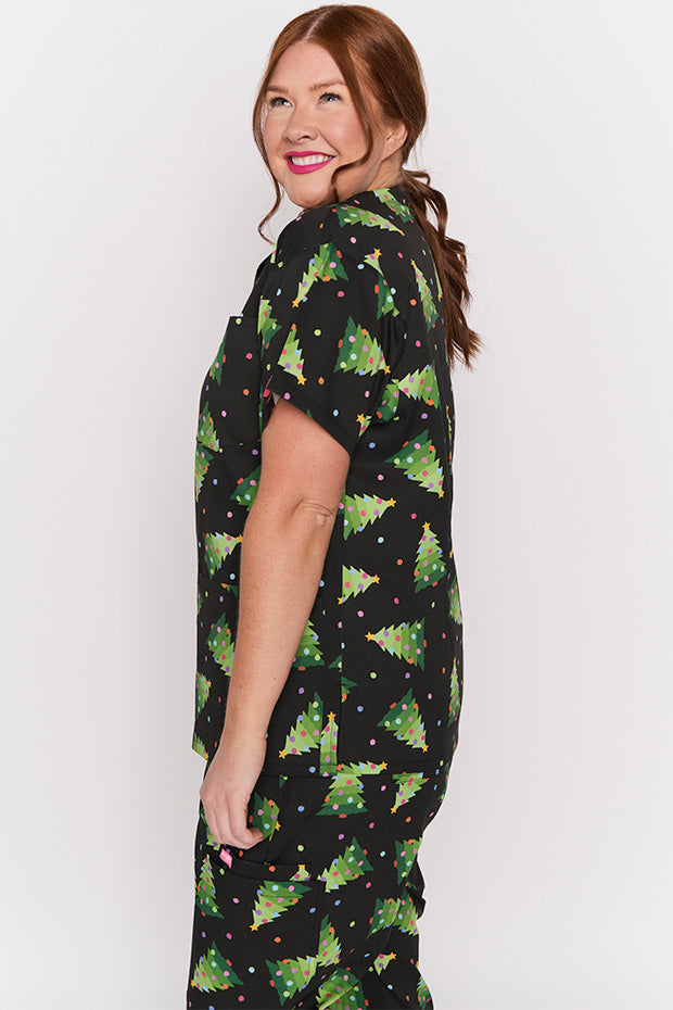 Meredith Christmas Tree Scrub Top – Christmas Tree top