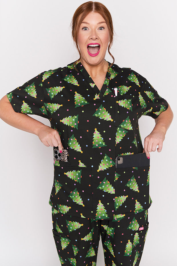 Meredith Christmas Tree Scrub Top – Christmas Tree top