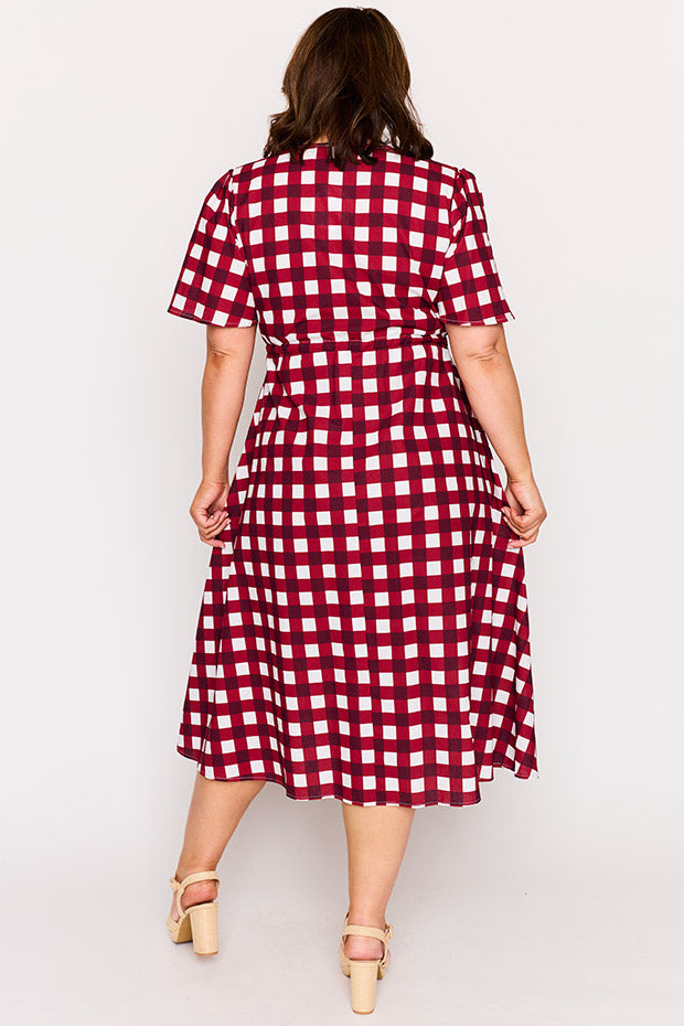 Marley Cotton Cherry Gingham Dress โ Cherry Gingham midi dress