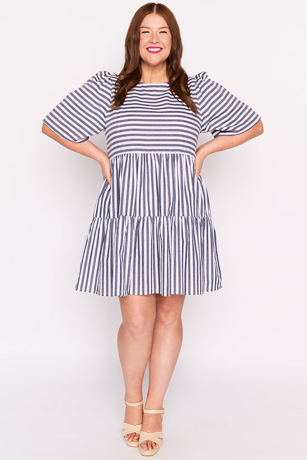 Ronnie Navy Stripe Dress – Navy Stripe mini dress