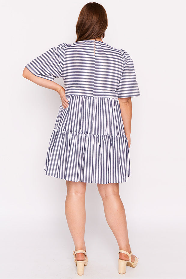Ronnie Navy Stripe Dress – Navy Stripe mini dress