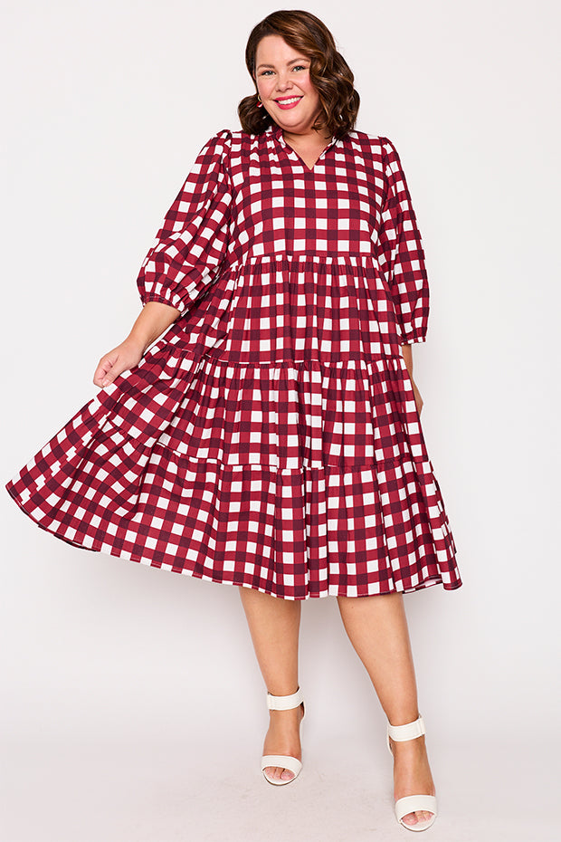 Crystal Cherry Gingham Dress – Cherry Gingham midi dress