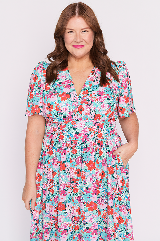 Imogen Pops of Red Dress – Pops of Red midi dress