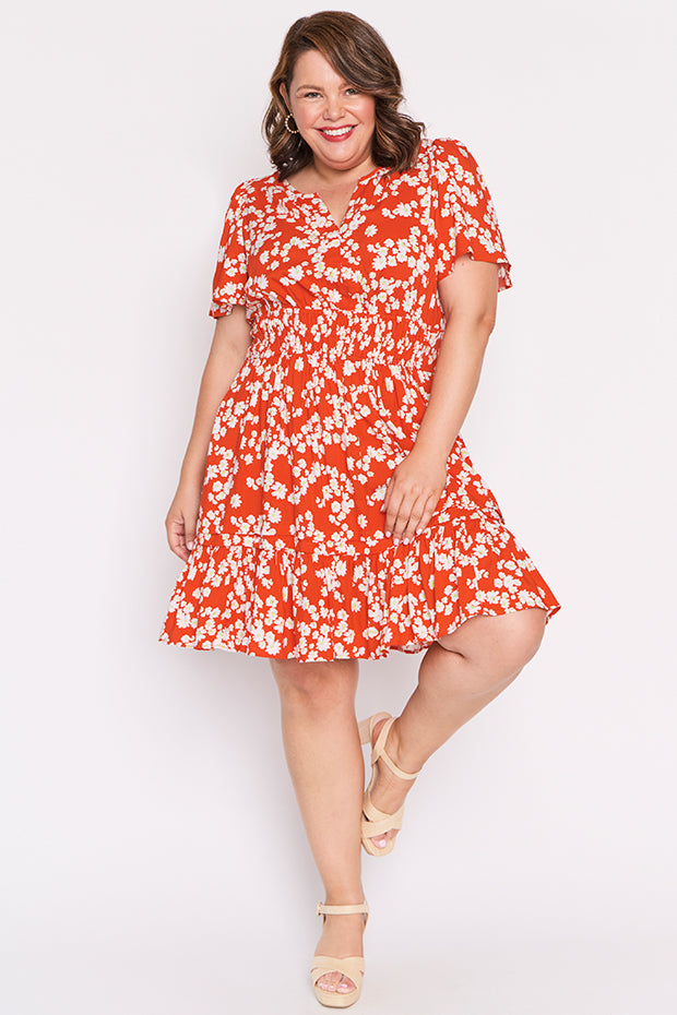 Layla Red Petal Whimsy Dress – Red Petal Whimsy midi dress