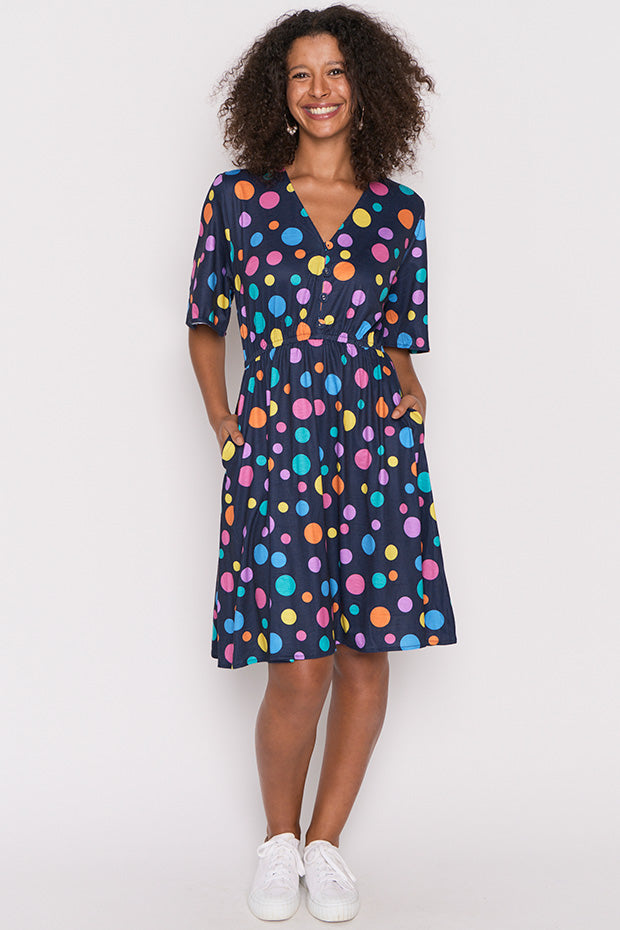 Alice Multi Spot Dress โ Multi Spot knee length dress