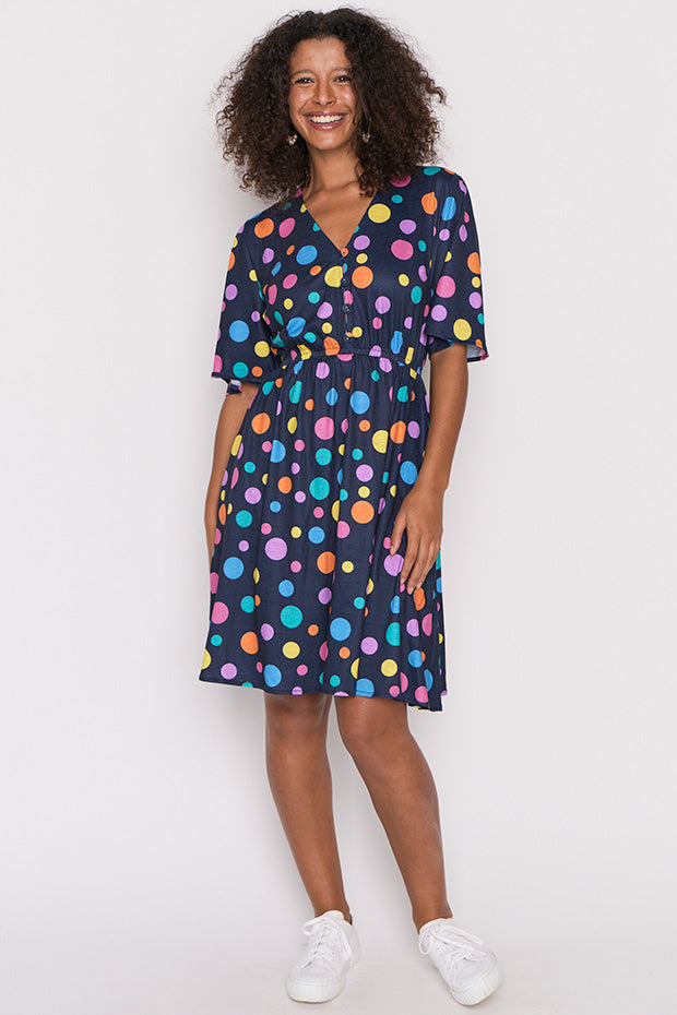 Alice Multi Spot Dress โ Multi Spot knee length dress