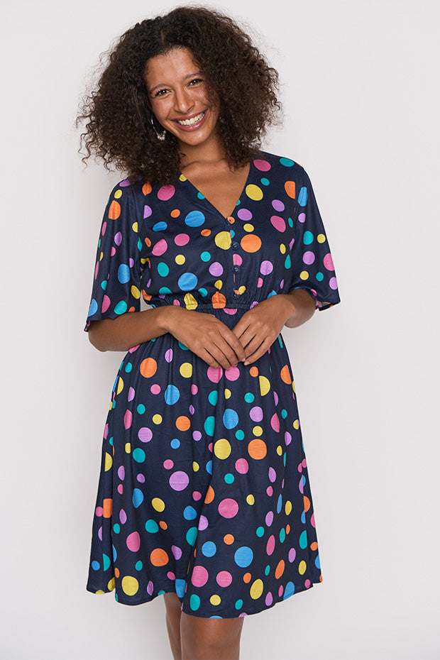 Alice Multi Spot Dress โ Multi Spot knee length dress