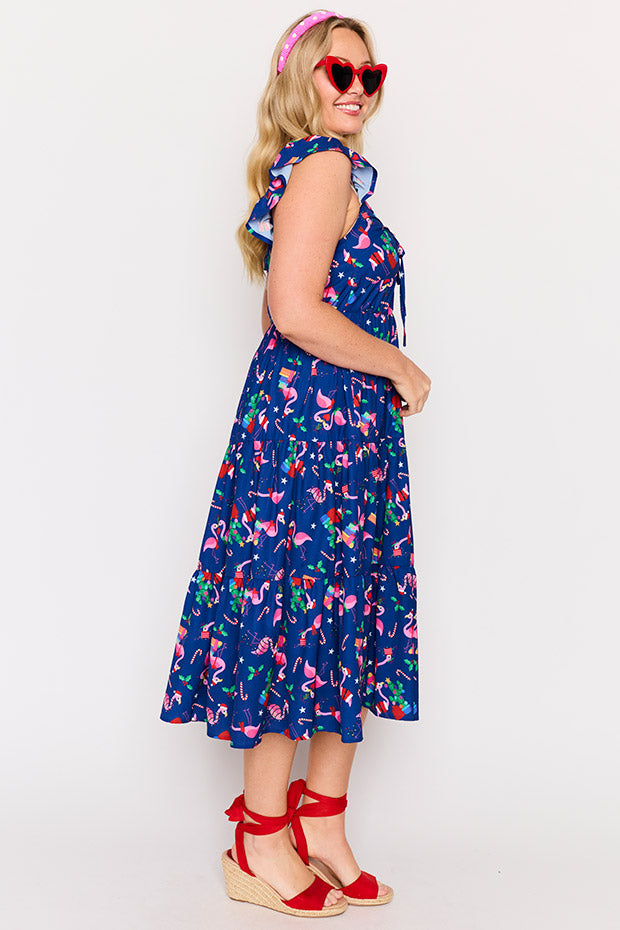 Kona Flamingo Christmas Dress – Flamingo Christmas midi dress