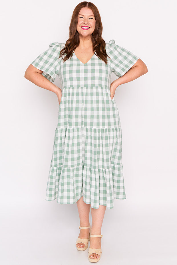 Percy Sage Gingham Dress – Sage Gingham mini dress