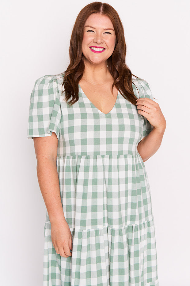Percy Sage Gingham Dress – Sage Gingham mini dress