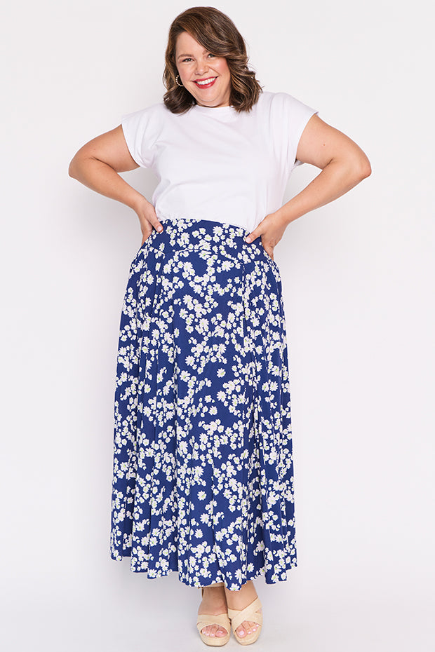 Katelyn Blue Petal Whimsy Skirt โ Blue Petal Whimsy maxi skirt