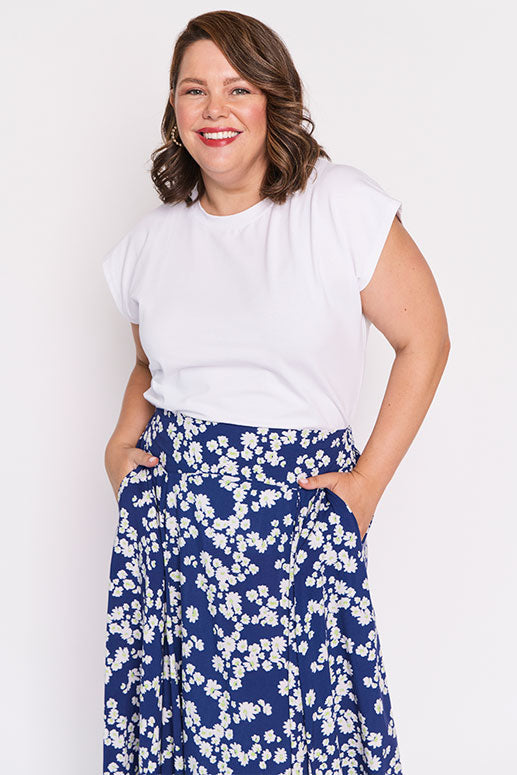 Katelyn Blue Petal Whimsy Skirt – Blue Petal Whimsy maxi skirt