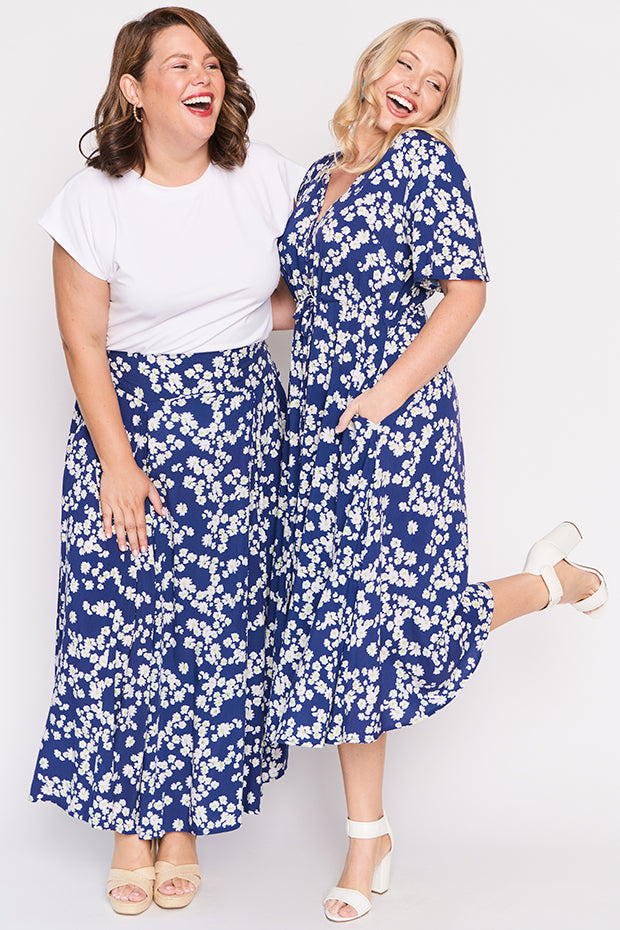 Katelyn Blue Petal Whimsy Skirt โ Blue Petal Whimsy maxi skirt