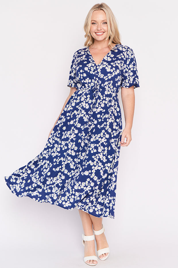 Michelle Blue Petal Whimsy Dress โ Blue Petal Whimsy midi dress