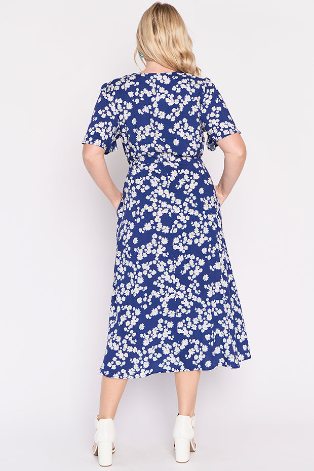 Michelle Blue Petal Whimsy Dress โ Blue Petal Whimsy midi dress