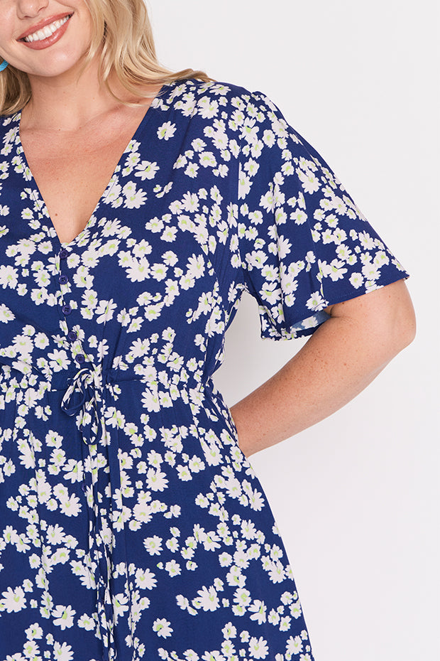 Michelle Blue Petal Whimsy Dress โ Blue Petal Whimsy midi dress