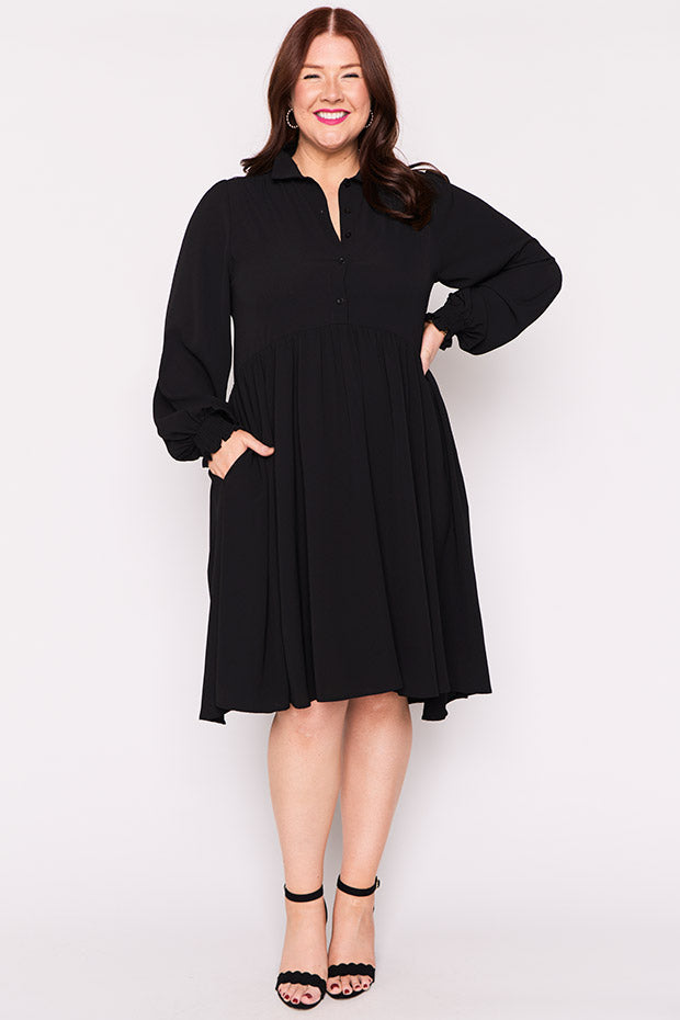 Harlow Black Dress – Black shirt dress