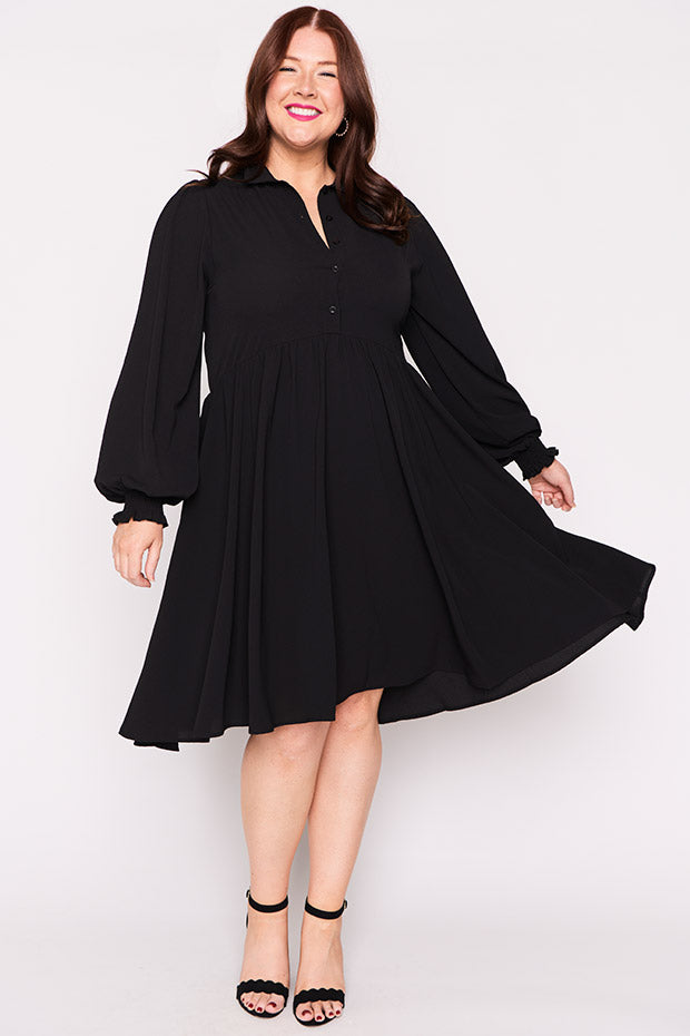 Harlow Black Dress – Black shirt dress