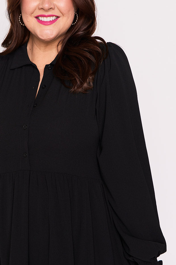 Harlow Black Dress – Black shirt dress