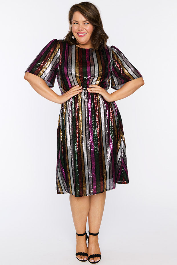 Clare Berry Stripe Sequin Dress – Berry Stripe Sequin sequin dress