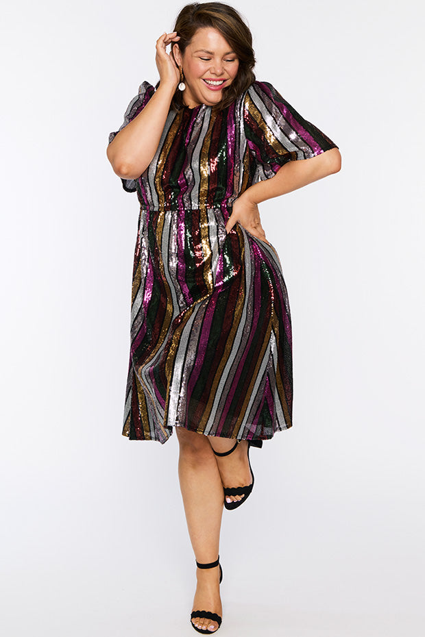 Clare Berry Stripe Sequin Dress – Berry Stripe Sequin sequin dress