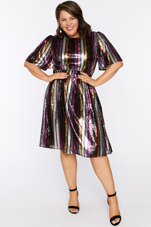 Clare Berry Stripe Sequin Dress – Berry Stripe Sequin sequin dress
