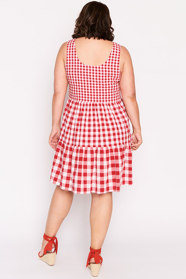 Joey Red Gingham Dress – Red Gingham knee length dress