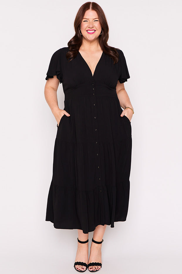 Heather Black Dress – Black midi dress