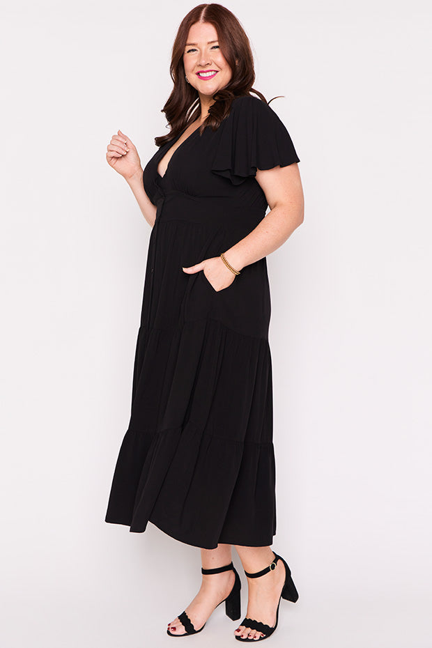 Heather Black Dress – Black midi dress