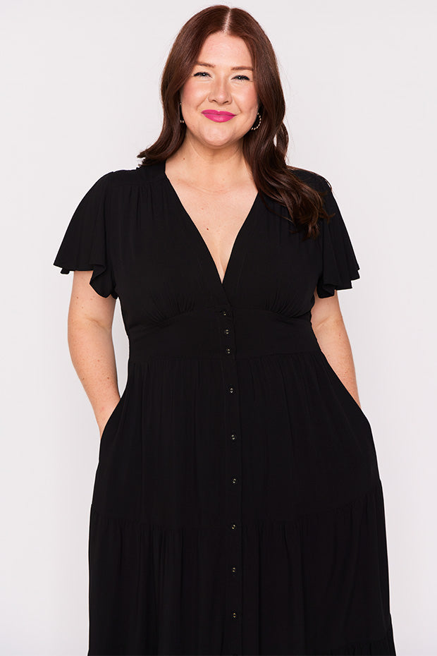 Heather Black Dress – Black midi dress