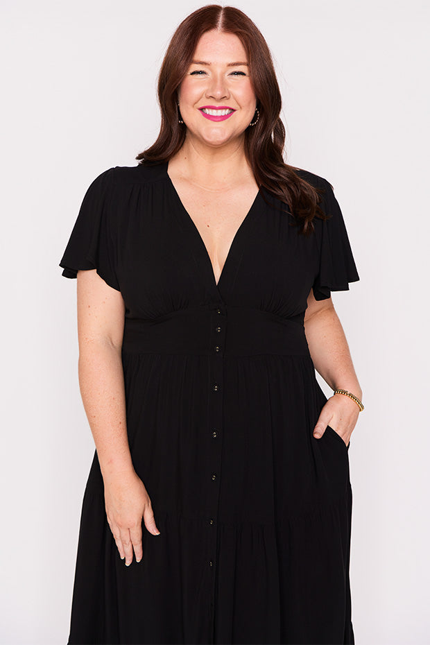 Heather Black Dress – Black midi dress