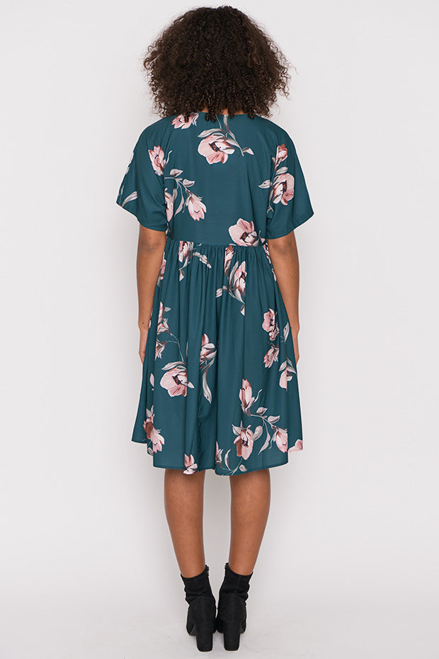 Allsorts Teal Floral Dress – Teal Floral knee length dress
