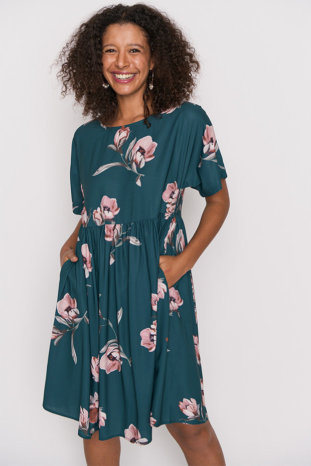 Allsorts Teal Floral Dress – Teal Floral knee length dress
