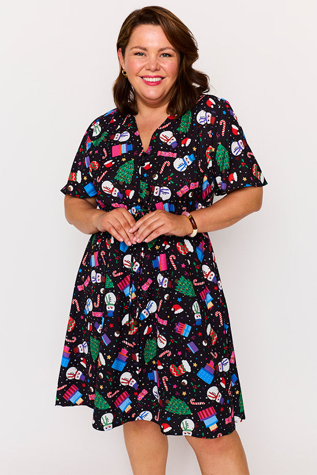 Siena Jolly Christmas Dress โ Jolly Christmas knee length dress