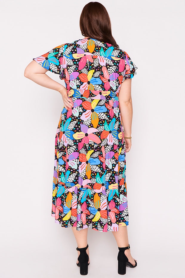 Heather Rainbow Hibiscus Dress ā Rainbow Hibiscus midi dress