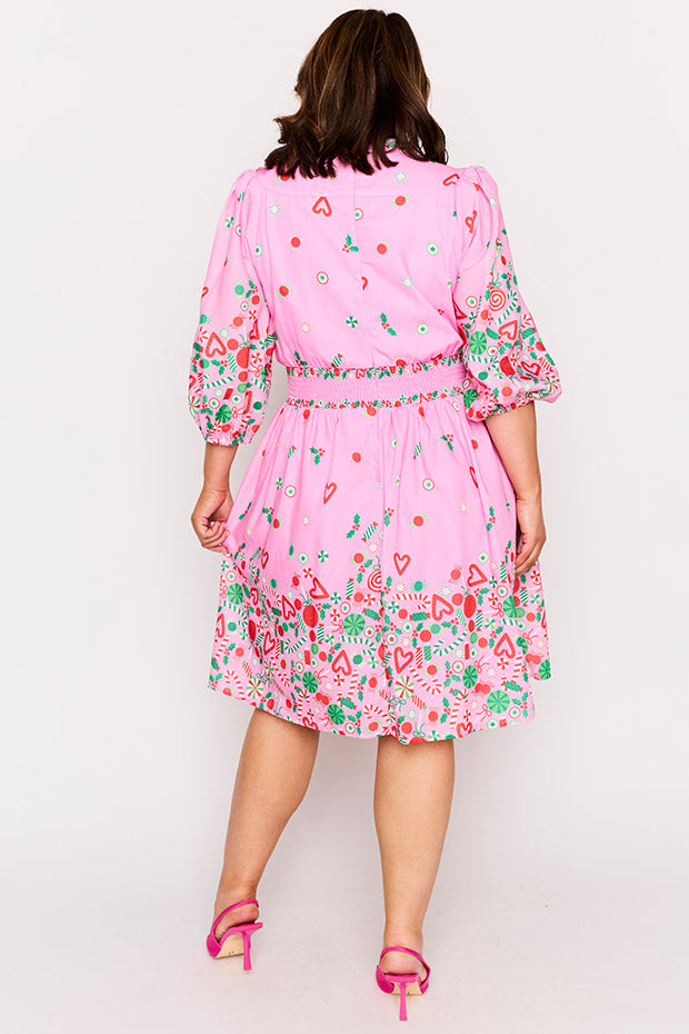 Abbie Pink Candy Crush Christmas Dress – Pink Candy Crush Christmas knee length dress