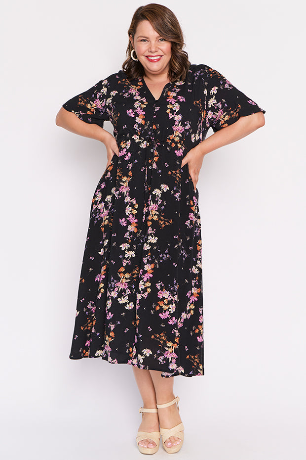 Michelle Sunset Shadow Dress โ Sunset Shadow midi dress
