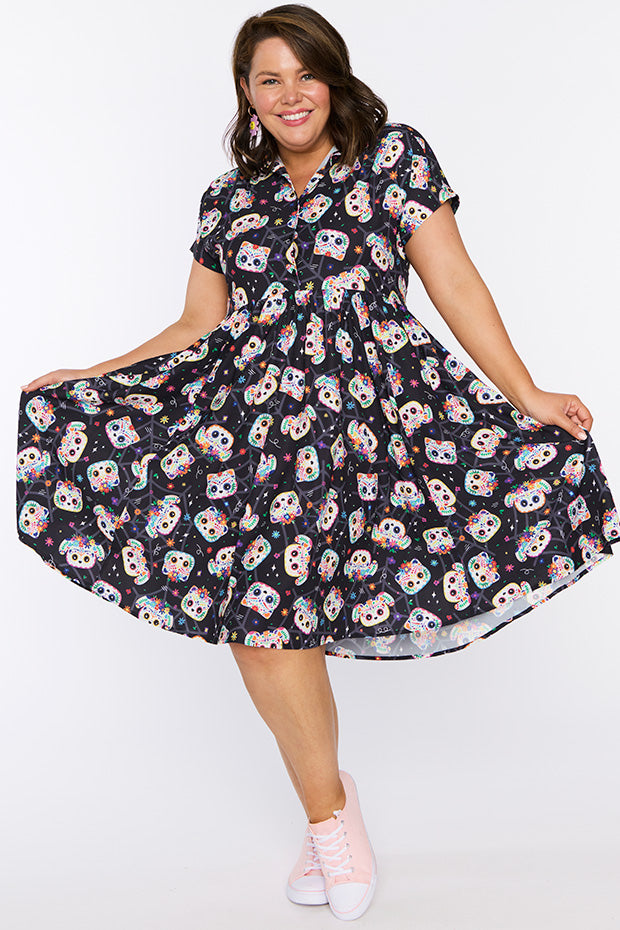 Frankie Sugar Skull Pets Dress โ Sugar Skull Pets shirt dress