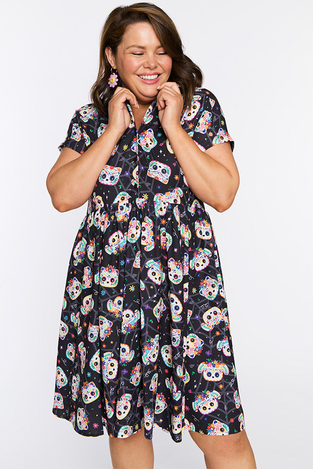 Frankie Sugar Skull Pets Dress – Sugar Skull Pets shirt dress