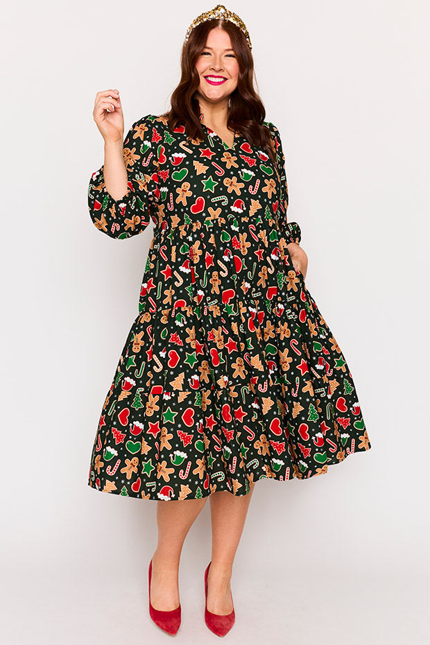 Crystal Gingerbread Cookie Christmas Dress – Gingerbread Cookie Christmas midi dress