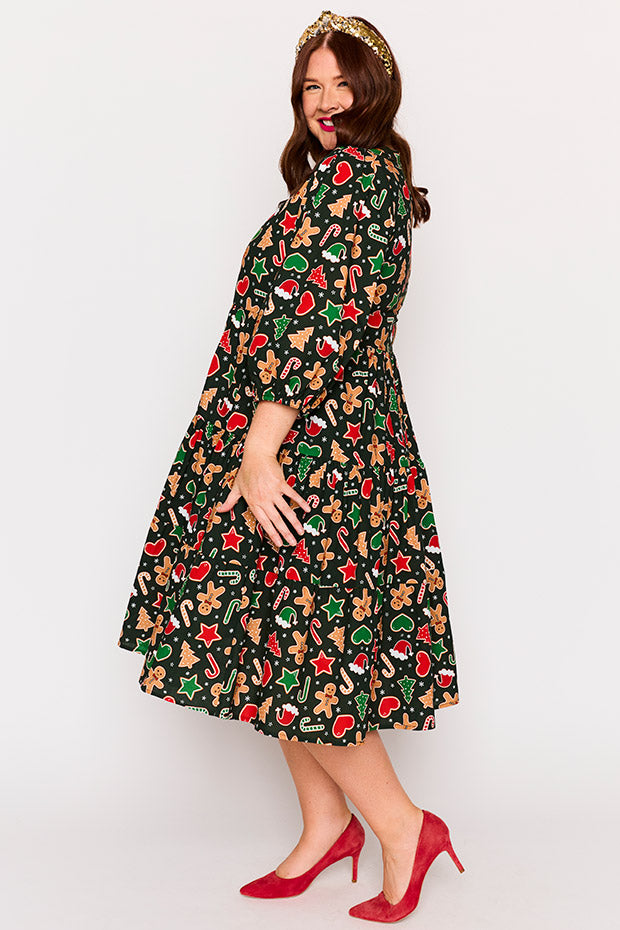 Crystal Gingerbread Cookie Christmas Dress – Gingerbread Cookie Christmas midi dress