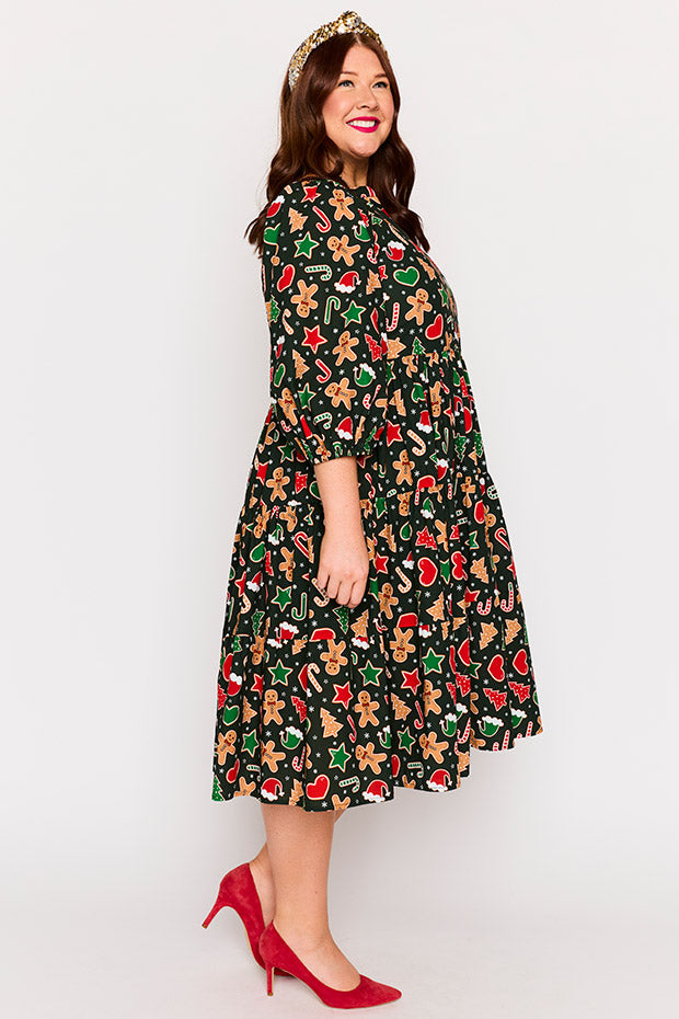Crystal Gingerbread Cookie Christmas Dress – Gingerbread Cookie Christmas midi dress