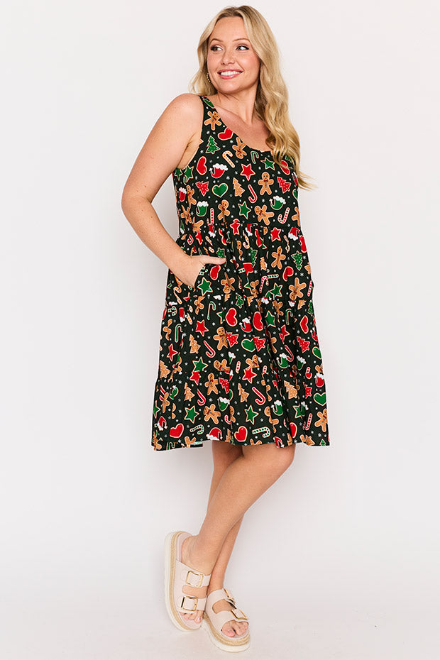 Dorothy Gingerbread Cookie Christmas Dress – Gingerbread Cookie Christmas mini dress